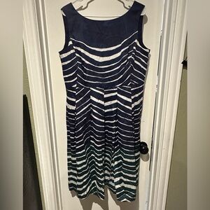 Lafayette 148 New York Zoe Sleeveless Striped Poplin Dress Size 14